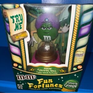M&M’s Candy Dispenser in Original Box. Green M&M Fun Fortunes